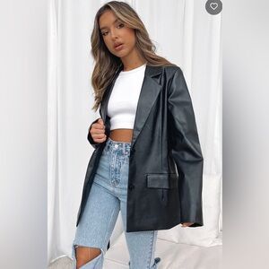 White Fox Take The Lead PU Blazer Black